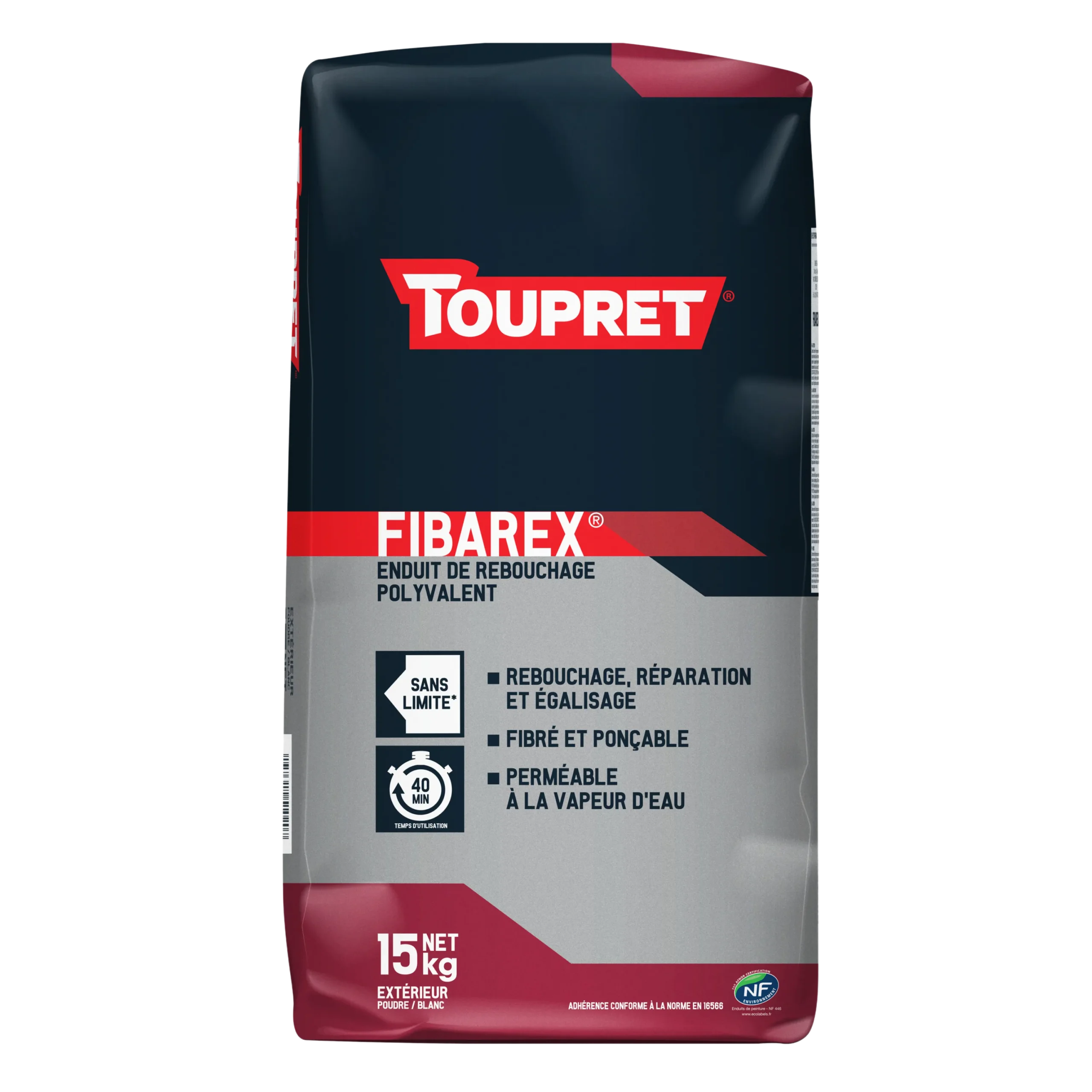 Enduit de rebouchage FIBAREX Toupret pour réparation des murs et fissures