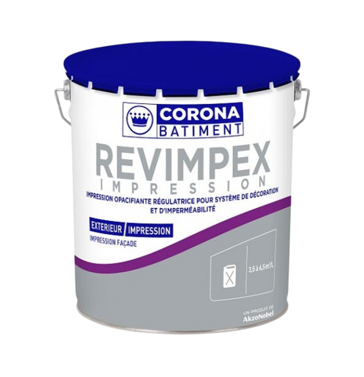 Pot de peinture d'impression façade Corona Bâtiment Revimpex Impression.