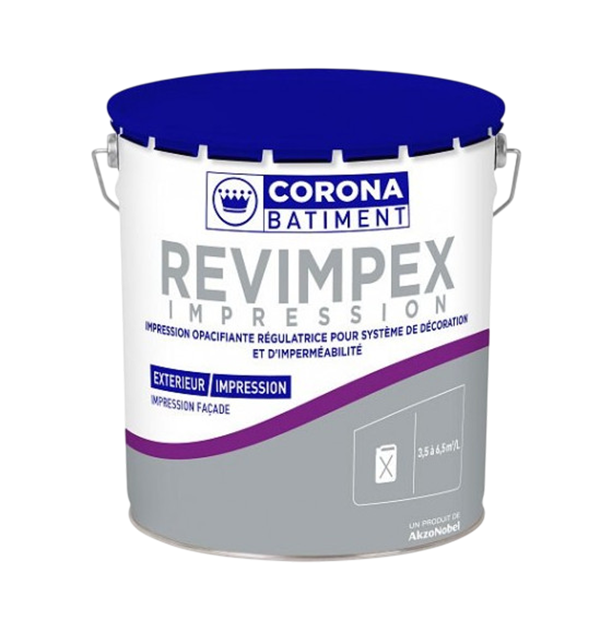 Pot de peinture d'impression façade Corona Bâtiment Revimpex Impression.