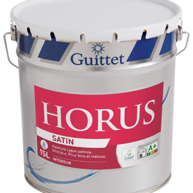Bidon de peinture laque mate Guittet Horus pour travaux de peinture intérieure.