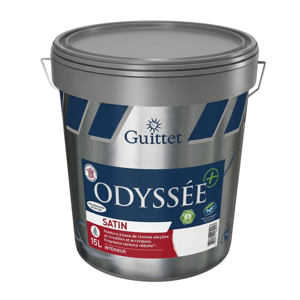 Fût de 15L de peinture satinée Guittet Odyssée+ pour intérieur.