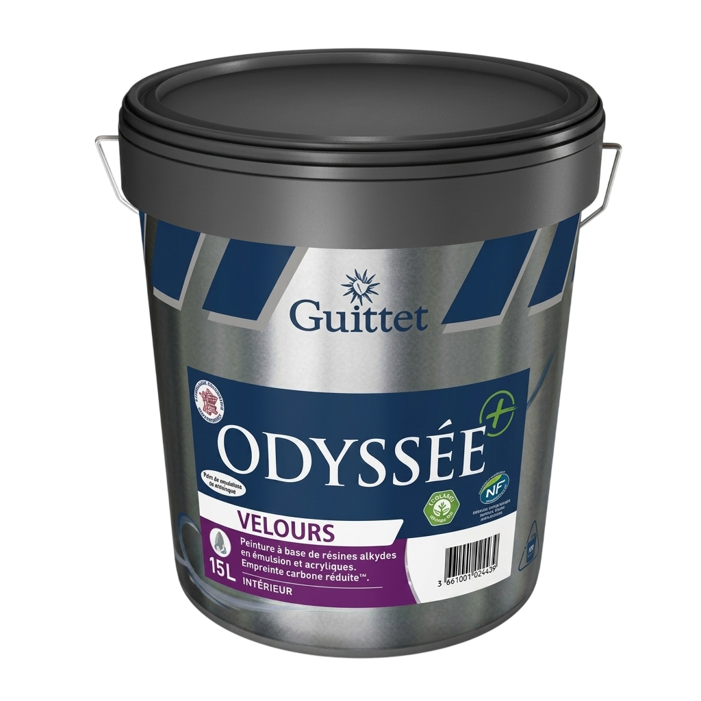 Fût de 15L de peinture veloutée Guittet Odyssée+ pour intérieur.