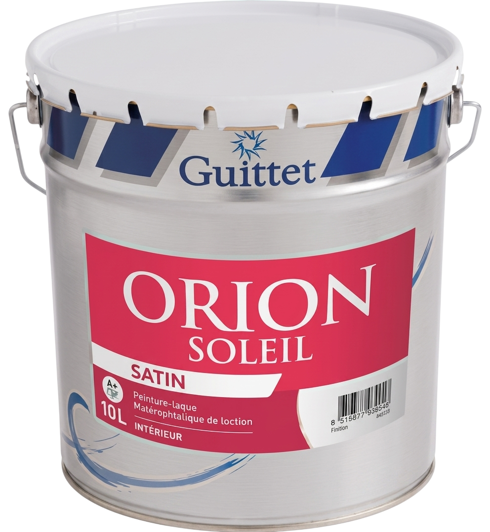 Fût de 15L de peinture laque satinée Orion Soleil de Guittet pour intérieur.