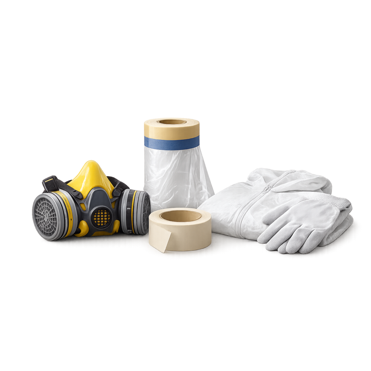 équipement de protection peinture avec bâche et ruban de masquage