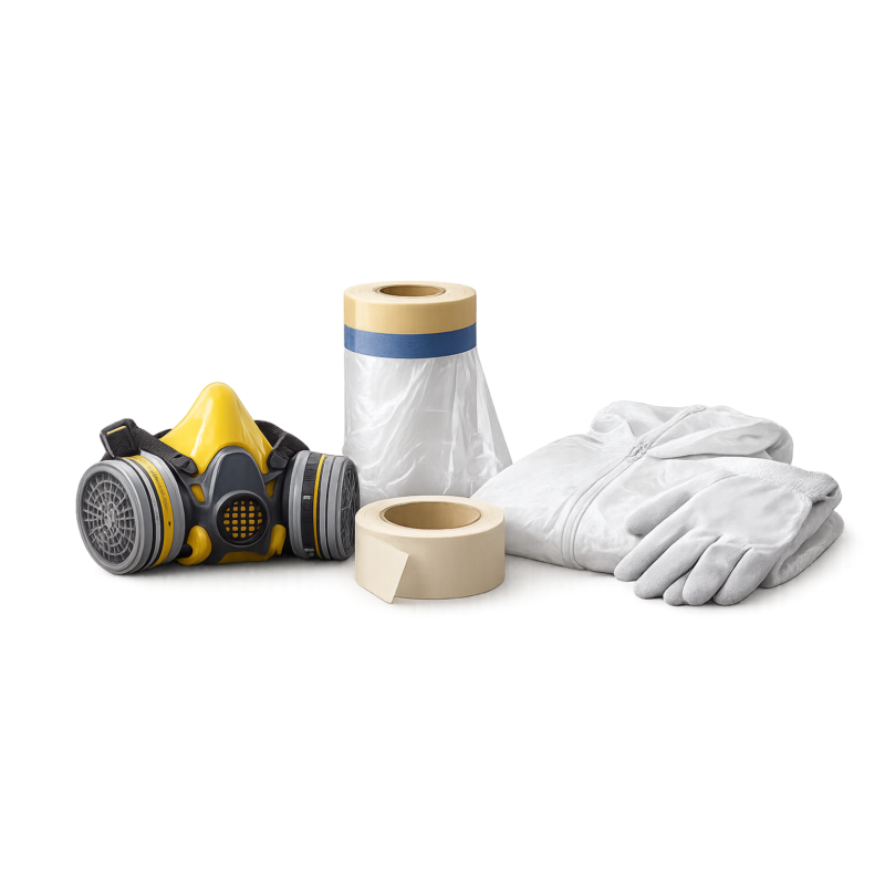 équipement de protection peinture avec bâche et ruban de masquage