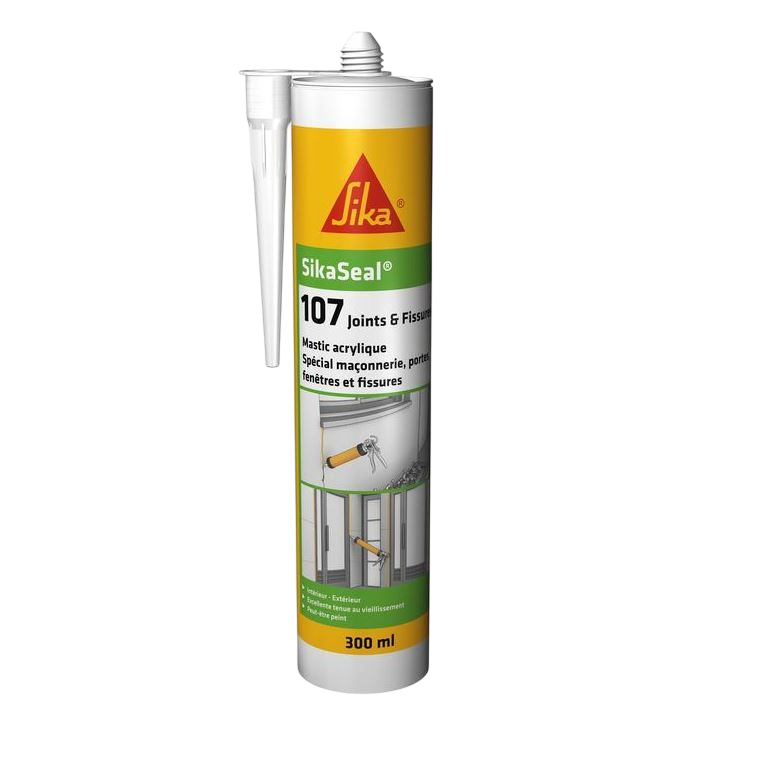 Cartouche de mastic acrylique SikaSeal-107 Joints et Fissures spécial maçonnerie.