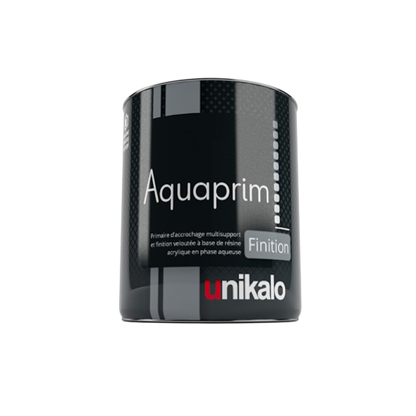 Pot de peinture Aquaprim Finition Unikalo, primaire d'accrochage multisuffort.