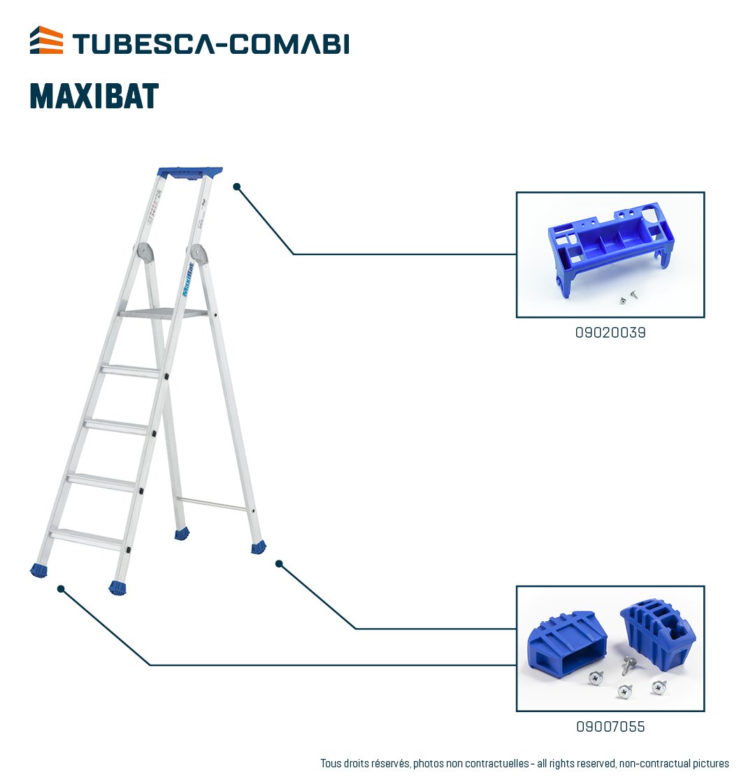 Escabeau professionnel en aluminium Tubesca-Comabi modèle Maxibat.