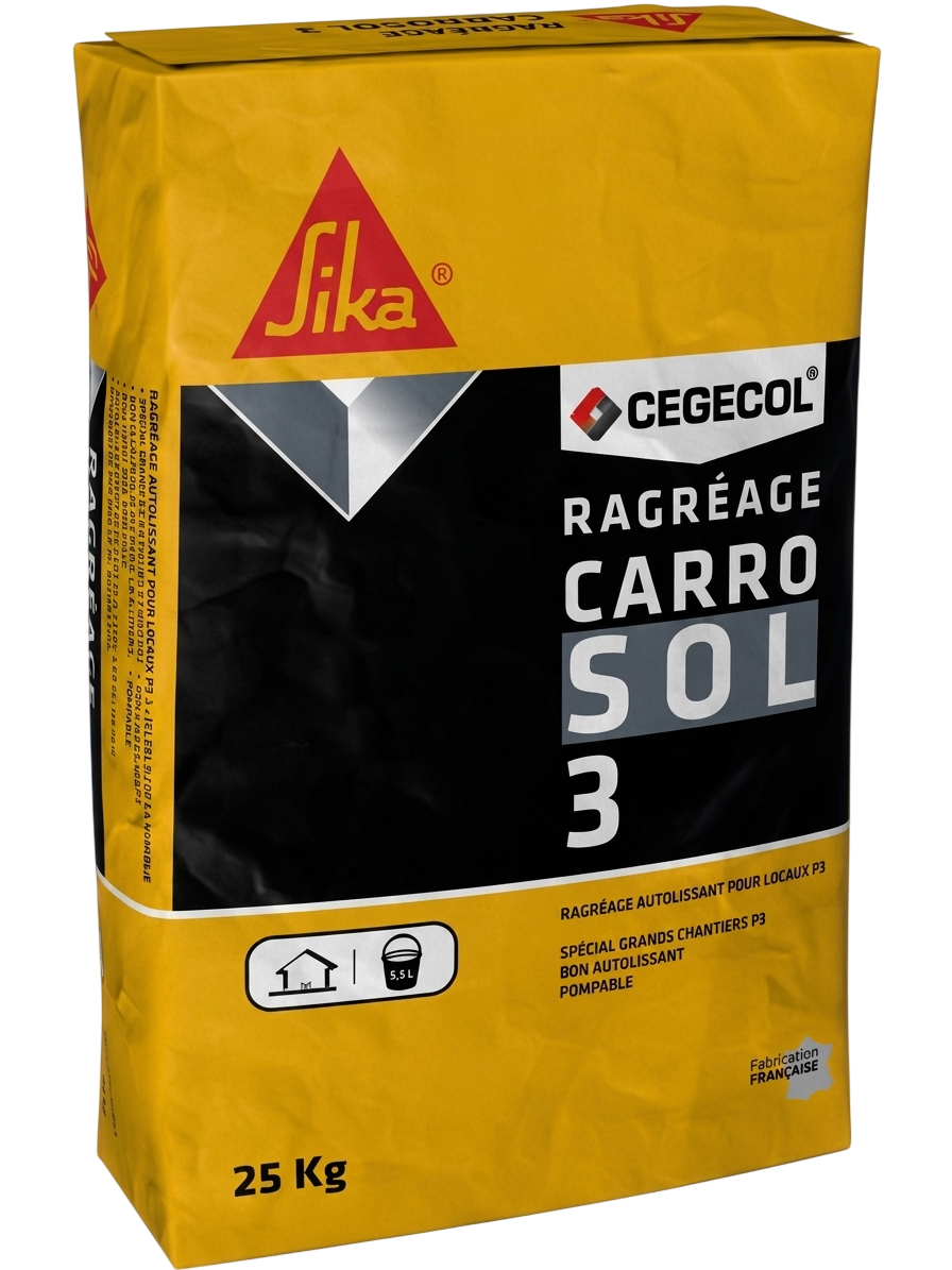 Sac de 25 kg d'enduit de ragréage autolissant et pompable Sika Cegecol Carro Sol 3.