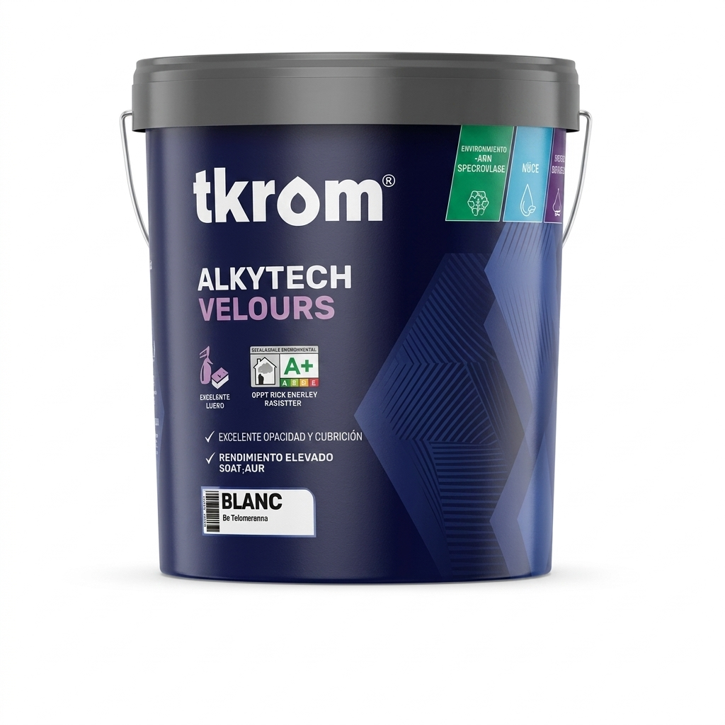 Pot de peinture blanche de finition velours Tkrom Alkytech Velours pour intérieur.