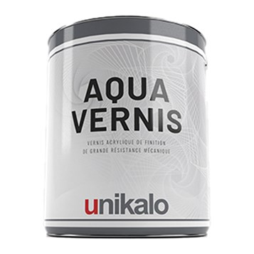 Pot de vernis acrylique de finition Unikalo Aqua Vernis à haute résistance mécanique pour la protection des bois.