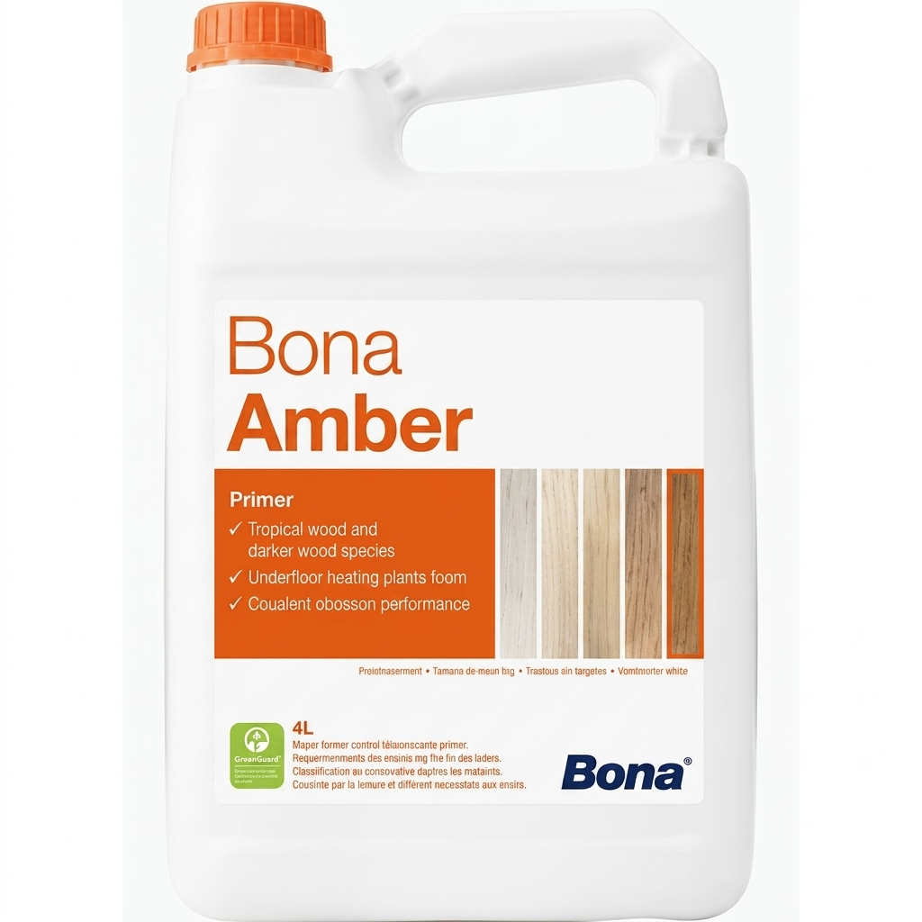 Bidon blanc de primaire de fond ambré Bona Amber pour parquets et bois tropicaux en format 4L.