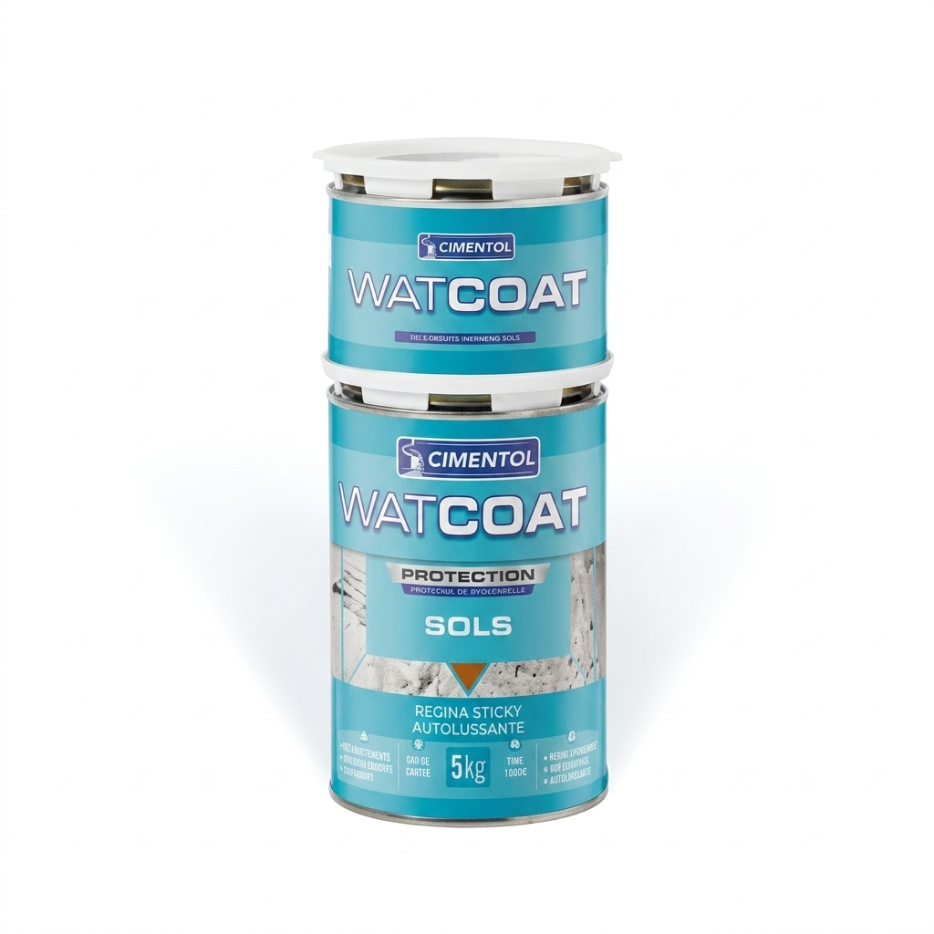Seau de 5 kg d'enduit de ragréage auto-lissant Cimentol Watcoat Protection Sols.