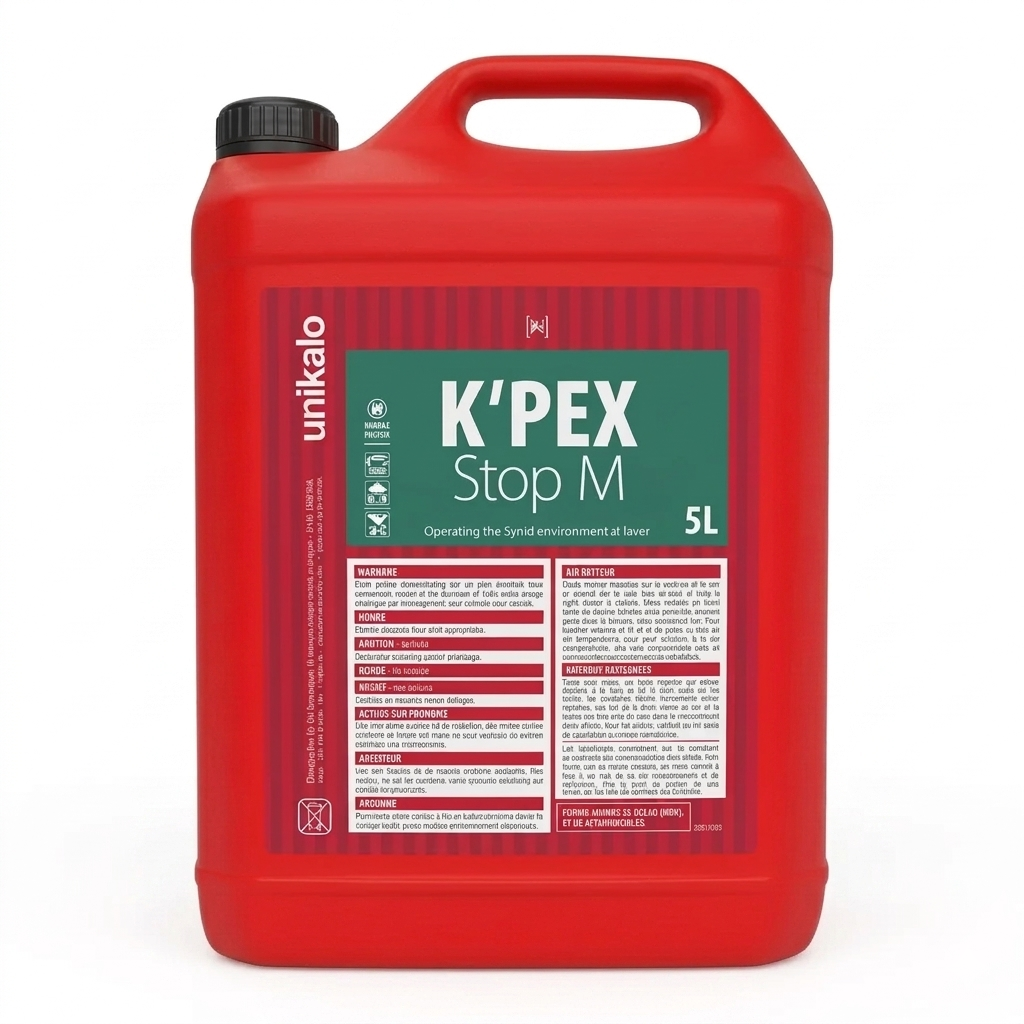 Bidon de 5L de traitement K'PEX Stop M Unikalo pour la préparation et la protection des surfaces du bâtiment.