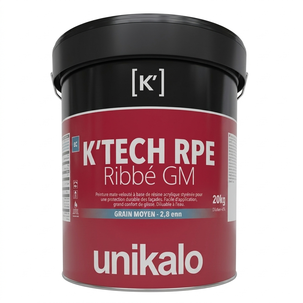 Grand seau noir et bordeaux de revêtement plastique épais Unikalo K'Tech RPE Ribbé GM en format 20 Kg.