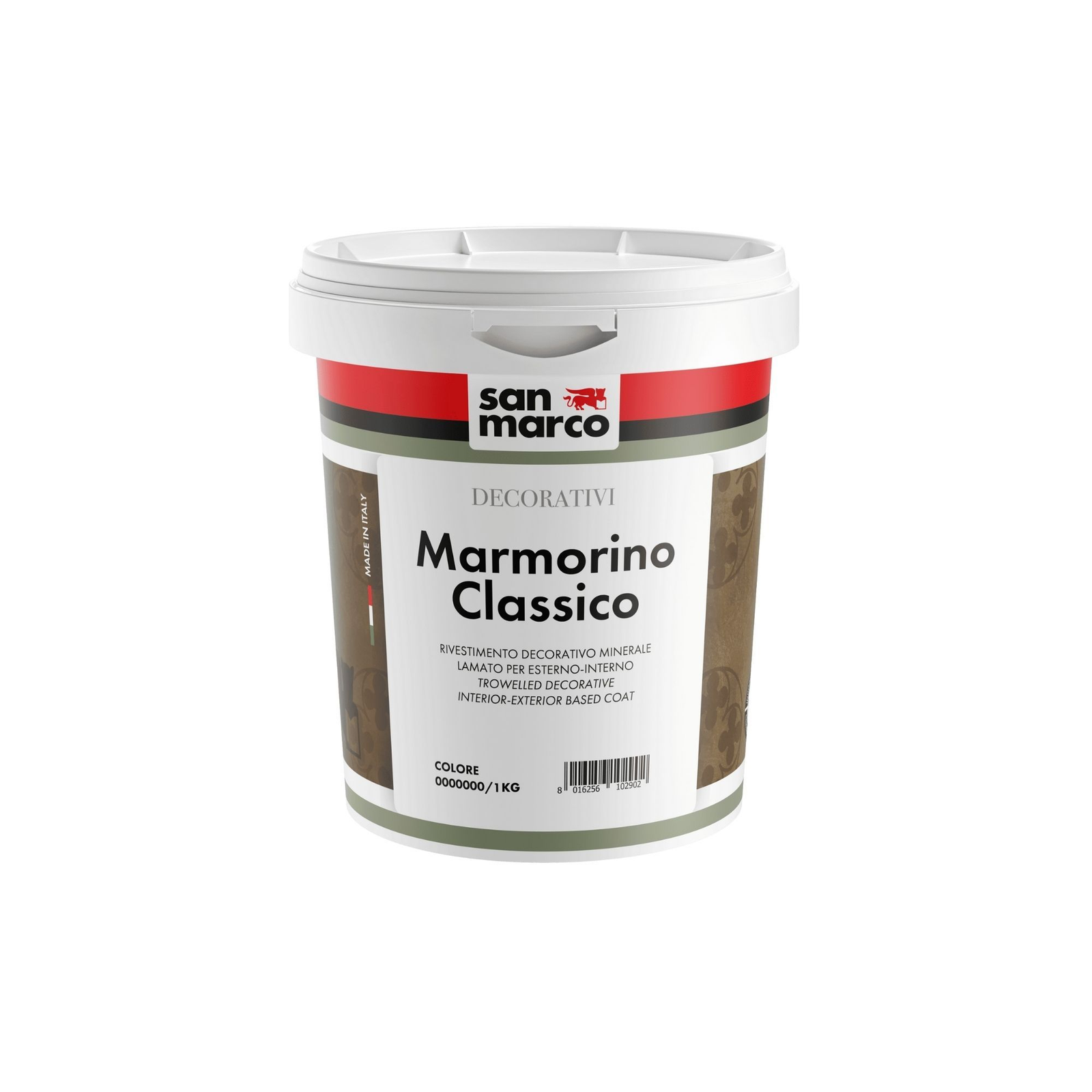Pot de revêtement décoratif minéral à la chaux San Marco Marmorino Classico de 1 kg.