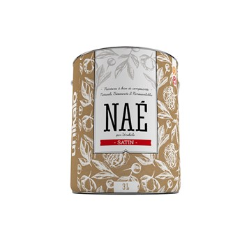 Pot de 3L de peinture biosourcée d'aspect satiné Unikalo Naé Satin pour la décoration intérieure écologique des murs et plafonds.