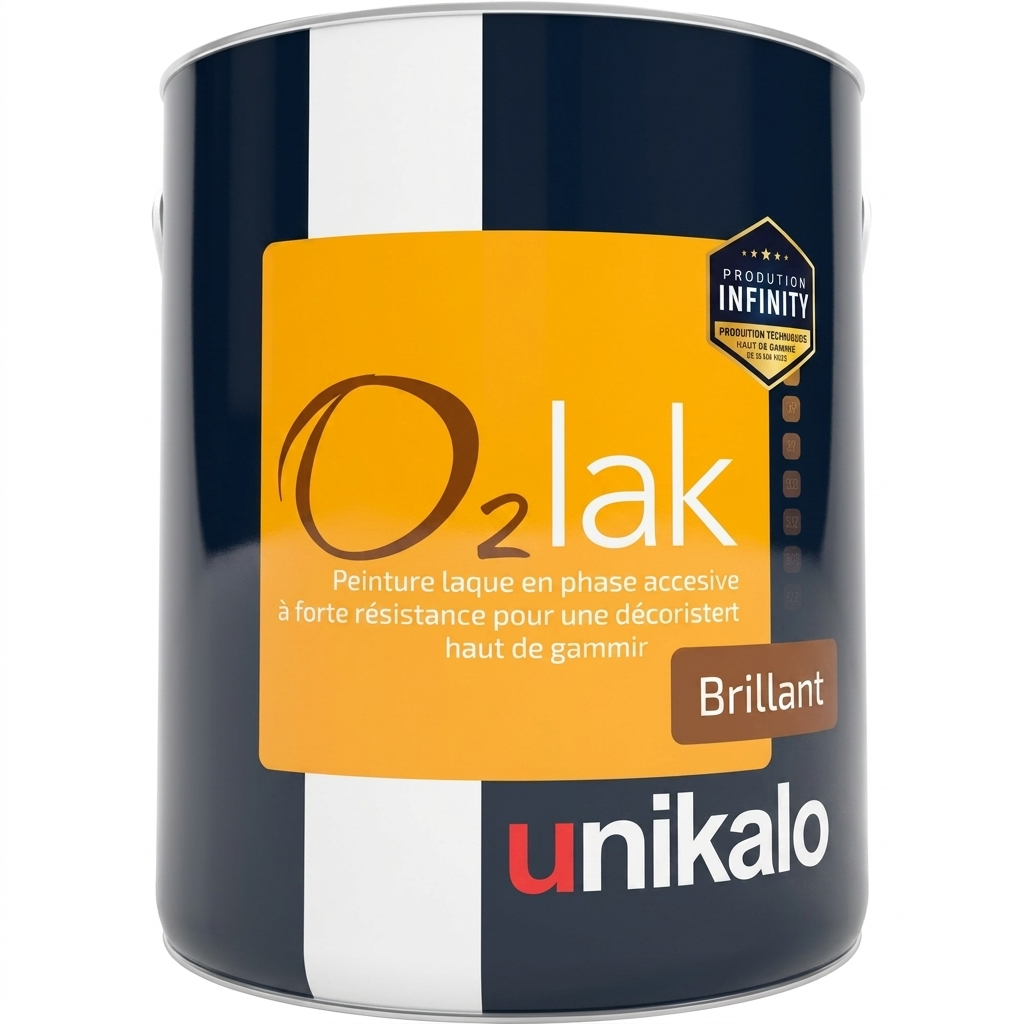 Pot de peinture laque en phase aqueuse Unikalo O2lak avec finition Brillant.