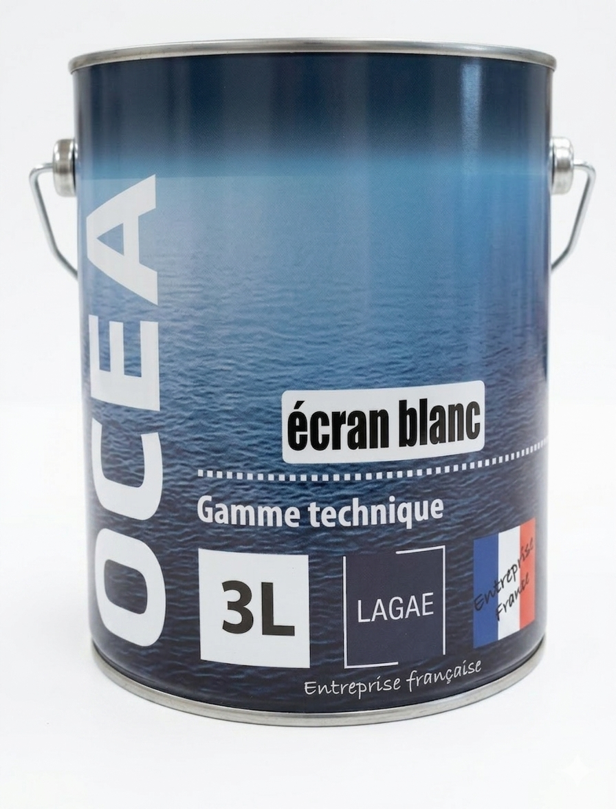 Pot de peinture mate isolante technique Lagae Peintures Océa Écran Blanc de 3 litres.