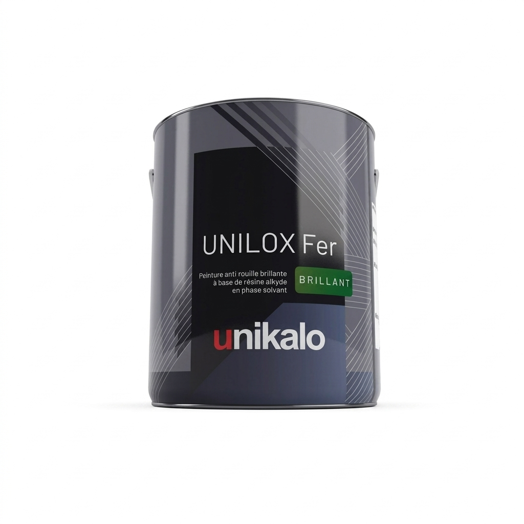 Pot de peinture laque antirouille brillante Unikalo Unilox Fer pour métaux ferreux.