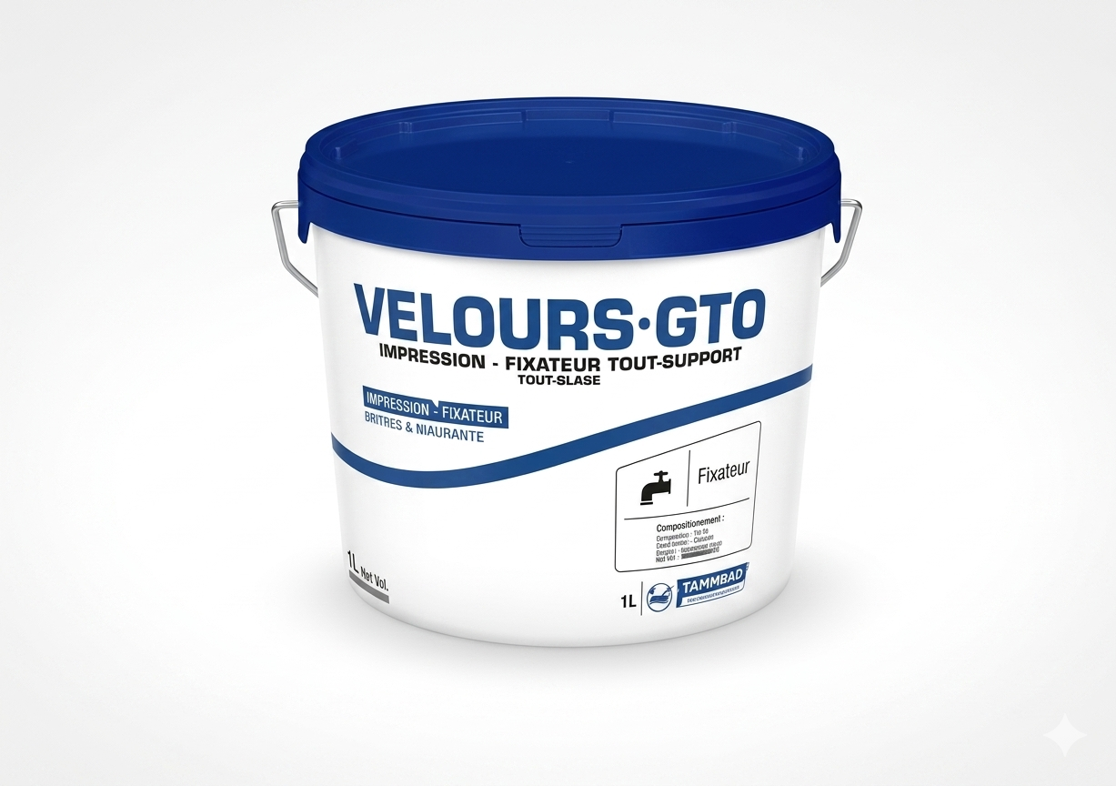Pot de peinture blanc d'impression et fixateur tout-support Velours GTO en format 1 litre.