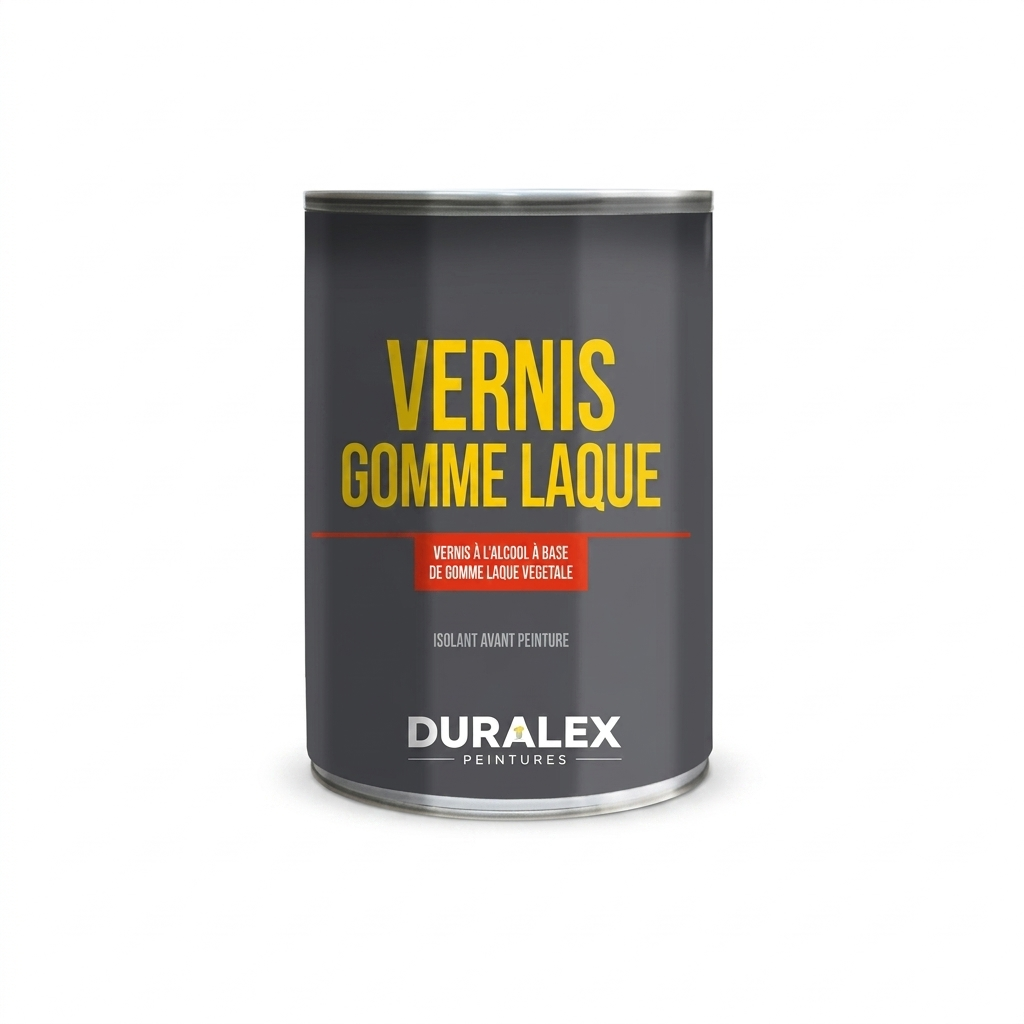 Pot de vernis gomme laque à l'alcool isolant avant peinture Duralex.