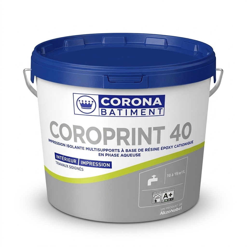 Seau de peinture d'impression isolante multisupports Coroprint 40 de Corona Bâtiment.